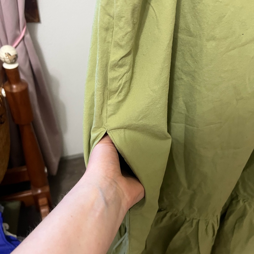 One Wednesday Boutique The Everywhere Green Halter Tiered Midi Sundress - Picture 10 of 11